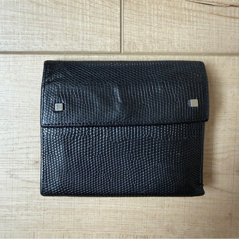 Banana Republic Trifold Wallet Black 100% Cow Leather